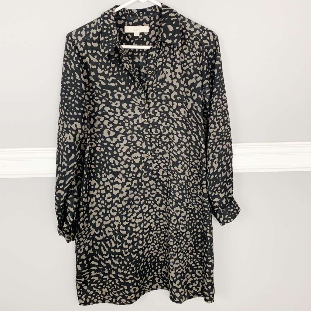 Loft Button Down Patterned Dress